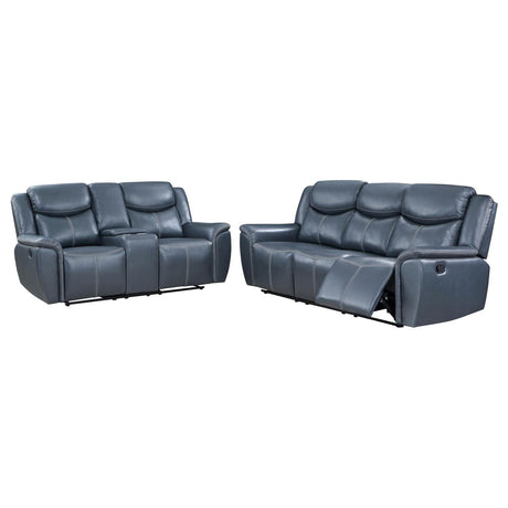 Sloane Blue 2-Piece Upholstered Motion Reclining Sofa Set by Coaster at Eve Furniture