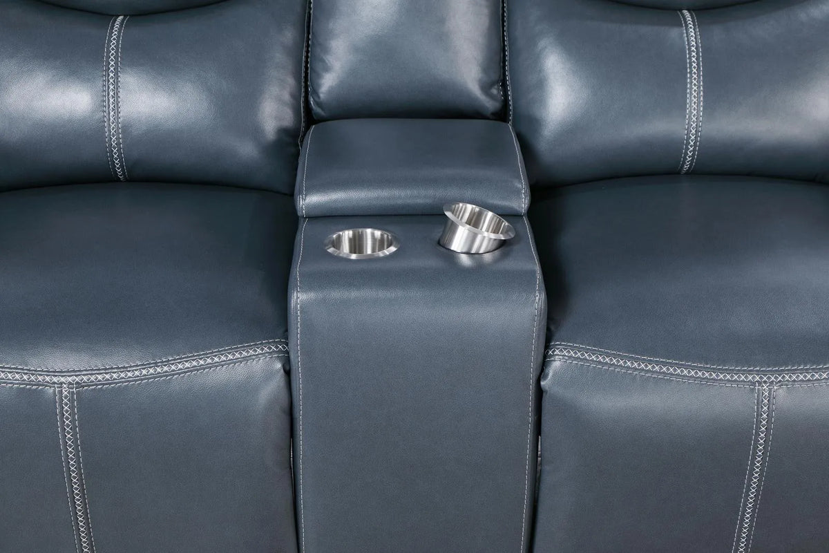 Sloane Blue 3-Piece Upholstered Motion Reclining Sofa Set by Coaster at Eve Furniture