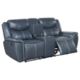 Sloane Blue Upholstered Motion Reclining Living Room Set by Coaster at Eve Furniture
