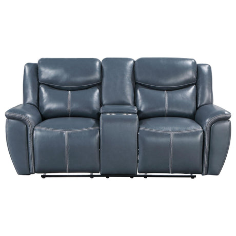 Sloane Blue Upholstered Motion Reclining Living Room Set by Coaster at Eve Furniture