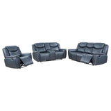 Sloane Blue Upholstered Motion Reclining Living Room Set by Coaster at Eve Furniture