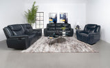Sloane Blue Upholstered Motion Reclining Living Room Set by Coaster at Eve Furniture