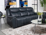 Sloane Blue Upholstered Motion Reclining Sofa with Drop Down Table by Coaster at Eve Furniture