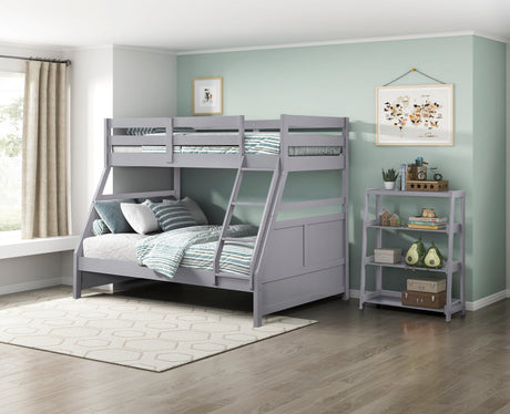 Sloane Gray Bookcase with 3 Fixed Shelves by Homelegance at Eve Furniture