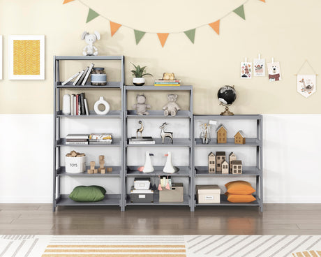 Sloane Gray Bookcase with 3 Fixed Shelves by Homelegance at Eve Furniture