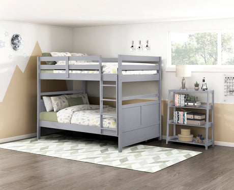 Sloane Gray Bookcase with 3 Fixed Shelves by Homelegance at Eve Furniture