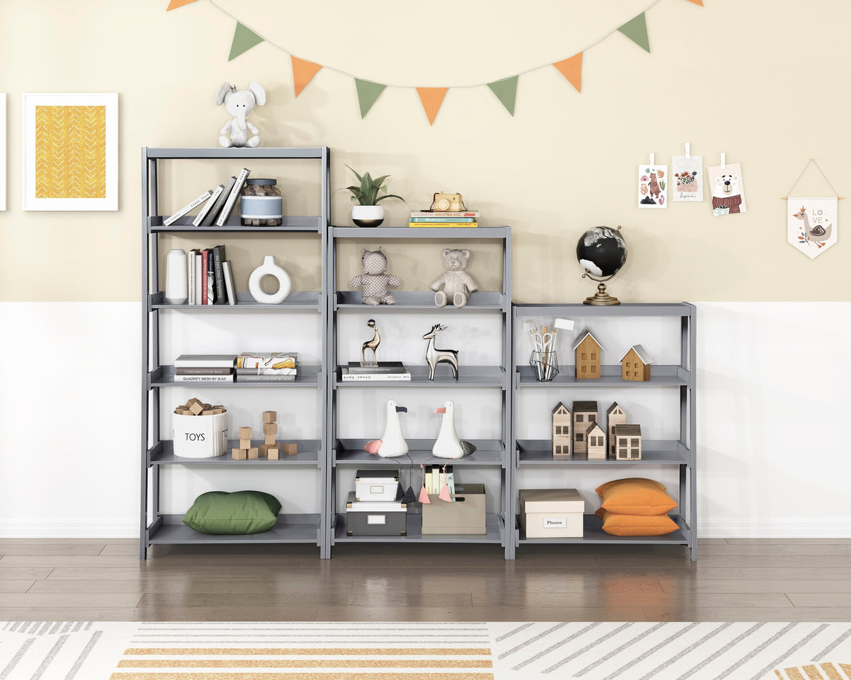 Sloane Gray Bookcase with 4 Fixed Shelves by Homelegance at Eve Furniture