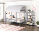 Sloane Gray Bookcase with 4 Fixed Shelves by Homelegance at Eve Furniture