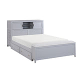 Sloane Gray Full Bookcase Bed with Hidden Desk, Stool and Storage Bench by Homelegance at Eve Furniture