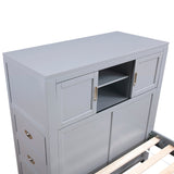 Sloane Gray Full Bookcase Bed with Hidden Desk, Stool and Storage Bench by Homelegance at Eve Furniture