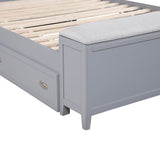 Sloane Gray Full Bookcase Bed with Hidden Desk, Stool and Storage Bench by Homelegance at Eve Furniture