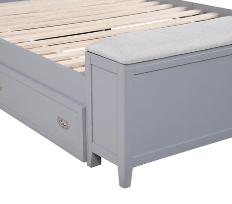 Sloane Gray Full Bookcase Bed with Hidden Desk, Stool and Storage Bench by Homelegance at Eve Furniture