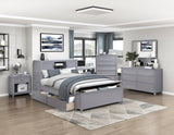 Sloane Gray Full Bookcase Bed with Hidden Desk, Stool and Storage Bench by Homelegance at Eve Furniture