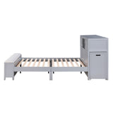 Sloane Gray Full Bookcase Bed with Hidden Desk, Stool and Storage Bench by Homelegance at Eve Furniture