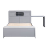 Sloane Gray Full Bookcase Bed with Hidden Desk, Stool and Storage Bench by Homelegance at Eve Furniture