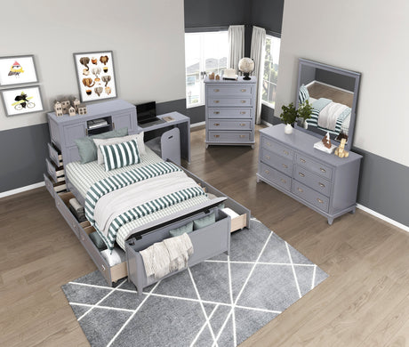 Sloane Gray Twin Bookcase Bed by Homelegance at Eve Furniture