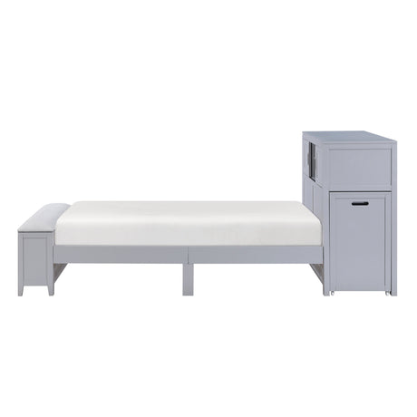 Sloane Gray Twin Bookcase Bed by Homelegance at Eve Furniture