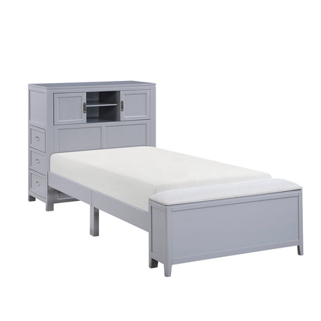 Sloane Gray Twin Bookcase Bed by Homelegance at Eve Furniture