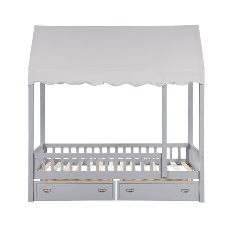 Sloane Gray Twin Canopy Platform Bed by Homelegance at Eve Furniture