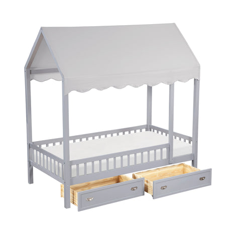 Sloane Gray Twin Canopy Platform Bed by Homelegance at Eve Furniture