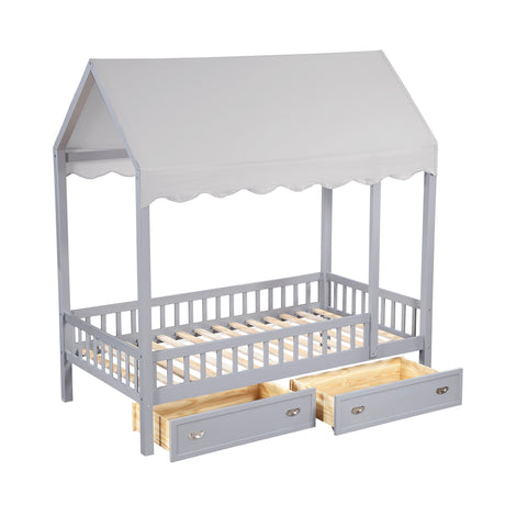 Sloane Gray Twin Canopy Platform Bed by Homelegance at Eve Furniture