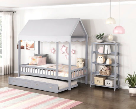 Sloane Gray Twin Canopy Platform Bed by Homelegance at Eve Furniture