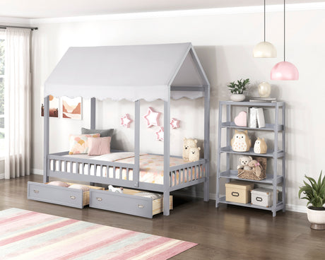 Sloane Gray Twin Canopy Platform Bed by Homelegance at Eve Furniture