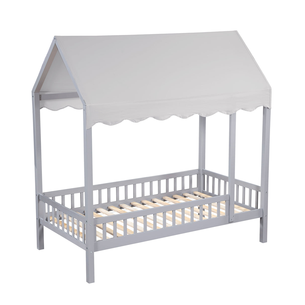 Sloane Gray Twin Canopy Platform Bed by Homelegance at Eve Furniture