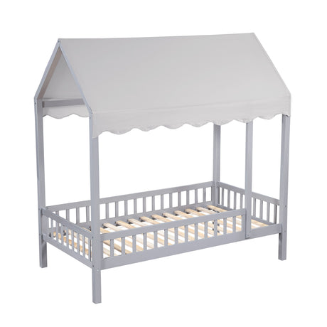 Sloane Gray Twin Canopy Platform Bed by Homelegance at Eve Furniture