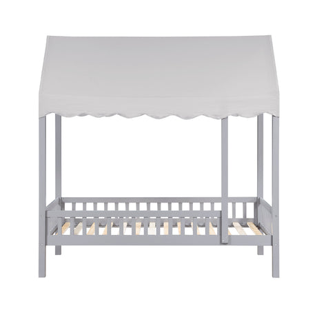 Sloane Gray Twin Canopy Platform Bed by Homelegance at Eve Furniture