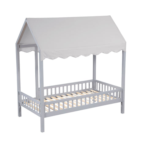Sloane Gray Twin Canopy Platform Bed by Homelegance at Eve Furniture