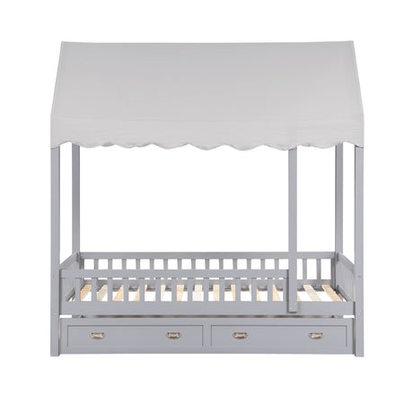 Sloane Gray Twin Canopy Platform Bed by Homelegance at Eve Furniture