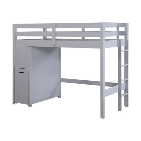 Sloane Gray Twin/Full Loft Bunk Bed with Chest and Hidden Desk by Homelegance at Eve Furniture