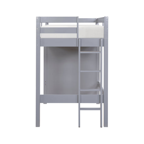 Sloane Gray Twin/Full Loft Bunk Bed with Chest and Hidden Desk by Homelegance at Eve Furniture