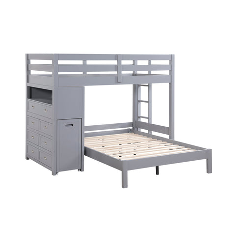 Sloane Gray Twin/Full Loft Bunk Bed with Chest and Hidden Desk by Homelegance at Eve Furniture