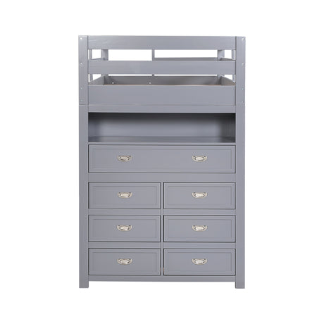 Sloane Gray Twin/Full Loft Bunk Bed with Chest and Hidden Desk by Homelegance at Eve Furniture