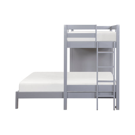 Sloane Gray Twin/Full Loft Bunk Bed with Chest and Hidden Desk by Homelegance at Eve Furniture