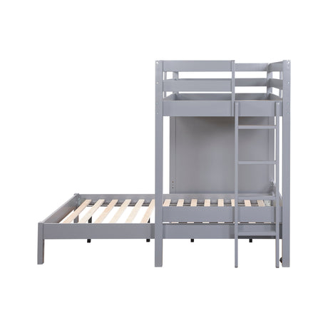 Sloane Gray Twin/Full Loft Bunk Bed with Chest and Hidden Desk by Homelegance at Eve Furniture