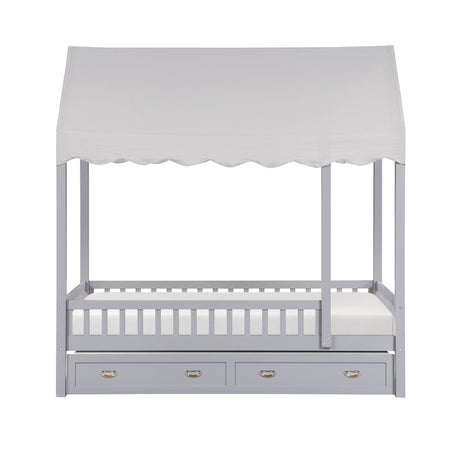 Sloane Gray Twin/Full Loft Bunk Bed with Chest and Hidden Desk by Homelegance at Eve Furniture