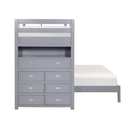 Sloane Gray Twin/Full Loft Bunk Bed with Chest and Hidden Desk by Homelegance at Eve Furniture