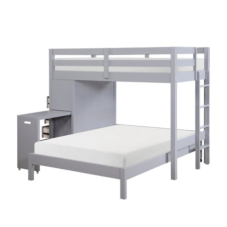 Sloane Gray Twin/Full Loft Bunk Bed with Chest and Hidden Desk by Homelegance at Eve Furniture