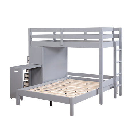 Sloane Gray Twin/Full Loft Bunk Bed with Chest and Hidden Desk by Homelegance at Eve Furniture