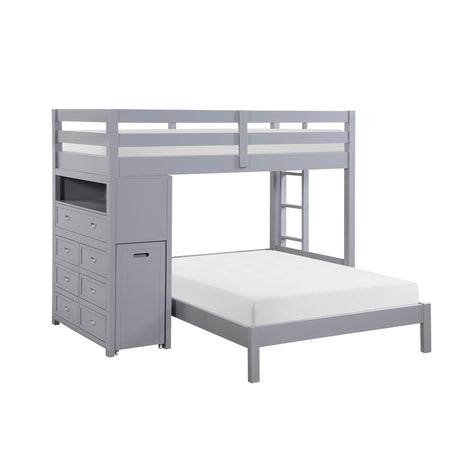 Sloane Gray Twin/Full Loft Bunk Bed with Chest and Hidden Desk by Homelegance at Eve Furniture
