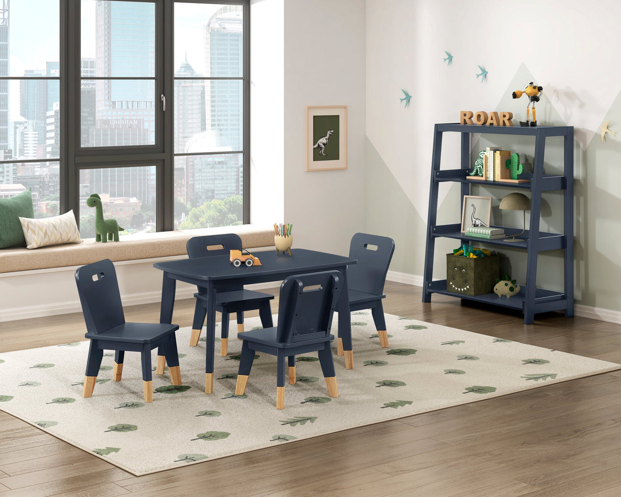 Sloane Navy Blue Bookcase with 3 Fixed Shelves by Homelegance at Eve Furniture