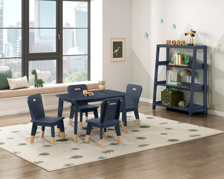 Sloane Navy Blue Bookcase with 3 Fixed Shelves by Homelegance at Eve Furniture
