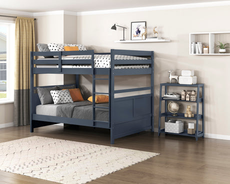 Sloane Navy Blue Bookcase with 3 Fixed Shelves by Homelegance at Eve Furniture