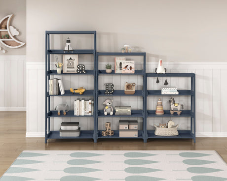 Sloane Navy Blue Bookcase with 4 Fixed Shelves by Homelegance at Eve Furniture