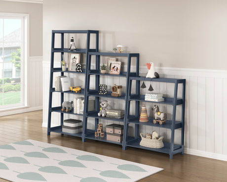 Sloane Navy Blue Bookcase with 5 Fixed Shelves by Homelegance at Eve Furniture
