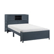 Sloane Navy Blue Full Bookcase Bed with Hidden Desk, Stool and Storage Bench by Homelegance at Eve Furniture