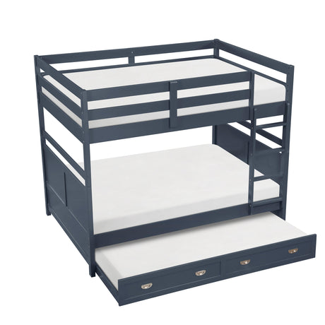 Sloane Navy Blue Full/Full Bunk Bed by Homelegance at Eve Furniture